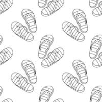 Flip flops seamless outline pattern for summer coloring vector