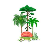 Dinosaur, prehistoric lizard Edaphosaurus reptile vector