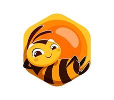 Honey bee character relaxing inside a honey drop vector