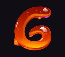 Liquid honey cartoon font typeset digit 6 six vector