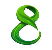 Fresh green leaf font, nature type digit 8 eight vector