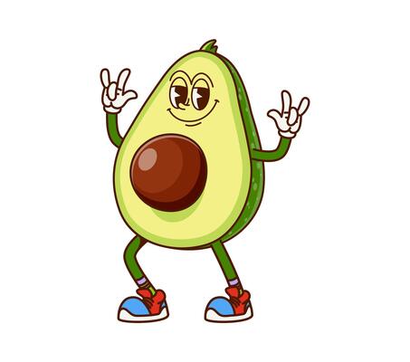 Cool avocado fruit half groovy funny character