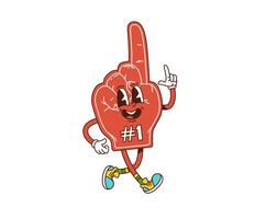 Fan foam glove sport game groovy happy character vector