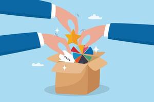 Consolidate report or combine data, integration or connection to get solution for success, union, blend or join research, collaboration or optimization, hand put data or graph consolidate in the box. vector