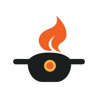 Simple Frying Pan with Flame Icon for Cooking Concepts vector