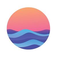 Calm Ocean Horizon Circle for Serenity or Coastal Design vector