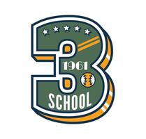 Number three varsity sport patch, digit 3 vector
