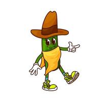 Groovy cucumber cowboy, Wild West bandit character vector