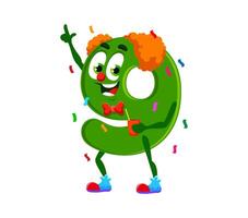 Cartoon math number digit nine character on party vector