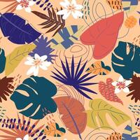 Seamless Pattern with Abstract Tropical Leaves. vector