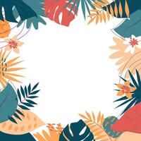 Frame with Tropical Leaves, Summer Background. vector