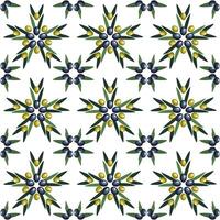Rustic Mediterranean Olive Branch Tile Pattern. Flat Illustration vector