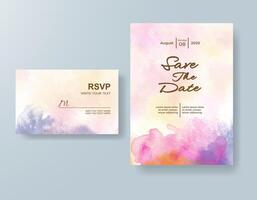Hand-painted watercolor wedding card with custom script. vector