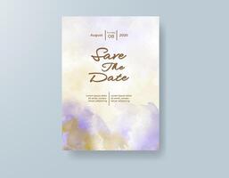 Boho-inspired wedding card with a colorful watercolor background. vector