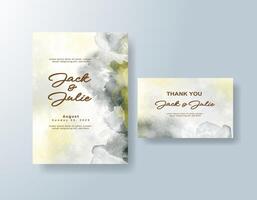Watercolor and foil print wedding invitation with elegant layout. vector