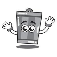 Design illustration trash garbage character with hand cartoon vector