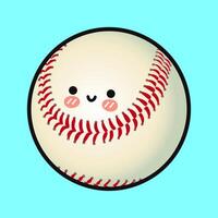 A smiling and adorable Baseball character with rosy cheeks on a light blue backdrop. vector
