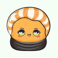 A charming cartoon Sushi character with a cheerful expression and appealing design that will brighten your projects. vector