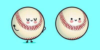 Two adorable cartoon Baseballs with happy expressions, a fun and cute graphic design concept vector