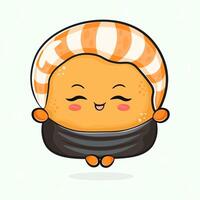 Adorable Sushi cartoon character with a cheerful expression, perfect for culinary designs and fun projects. vector
