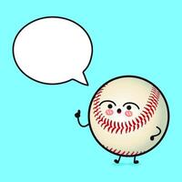 A Baseball cartoon character with glasses, is talking and giving an idea in a speech bubble. vector