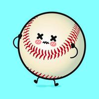 A Baseball character with cross-eyed expressions and a look of discomfort on a bright sky blue background. vector