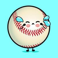 An adorable, sweating Baseball character with a worried expression, set against a bright blue backdrop, cartoon style. vector