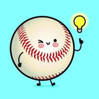 A whimsical Baseball character with a lightbulb expressing a bright new idea, perfect for any project. vector