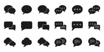 Chat Silhouette Icons Set. Speech Bubble Sign. Comment and Message Solid Icon. Isolated Illustration vector