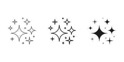 Sparkle Stars Line And Solid Icon Set. Brightness And Shine Symbol Collection. Isolated Illustration vector