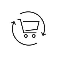 Shopping Cart With Circular Arrow Line Icon. E-Commerce, Online Shopping, And Return Policy Outline Symbol. Retail And Consumer Goods. Editable Stroke. Isolated Illustration vector
