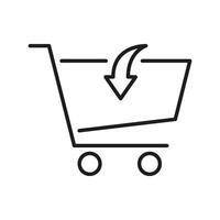 Shopping Cart With Download Arrow Line Icon. E-Commerce, Online Shopping, And Digital Purchase Outline Symbol. Retail And Marketplace Concept. Editable Stroke. Isolated Illustration vector