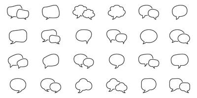 Speech Bubble Comic Set Symbol. Cloud and Talk Speech Bubbles Line Icons Collection. Dialog clouds Outline Icon. Editable Stroke. Isolated Illustration vector
