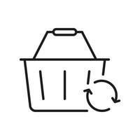 Shopping Basket With Refresh Arrow Line Icon. E-Commerce, Online Shopping, And Product Return Outline Symbol. Retail And Consumer Goods. Editable Stroke. Isolated Illustration vector