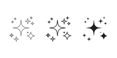 Sparkle Star Icon Line And Solid Icon Set. Shiny Twinkle Design Symbol Collection. Isolated Illustration vector