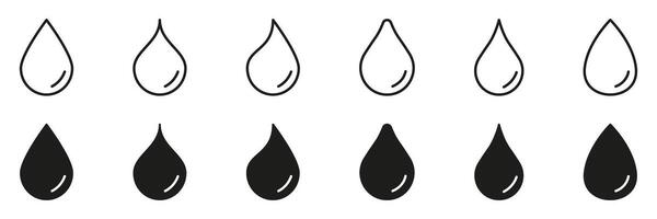 Water Droplet Line And Solid Icon Set. Hydration, Purity, And Liquid Symbol Collection. Essential For Water Conservation And Environmental Awareness. Isolated Illustration vector