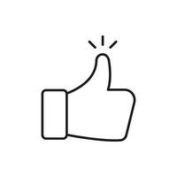 Thumbs Up Gesture Line Icon. Approval, Agreement, And Positive Feedback Outline Symbol. Social Media Interaction And User Engagement. Editable Stroke. Isolated Illustration vector