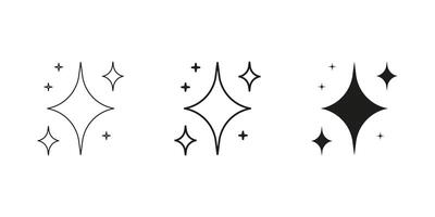Star Sparkle Line And Solid Icon Set. Glitter And Shine Symbol Collection. Isolated Illustration vector