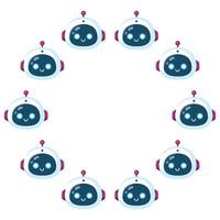Round frame. Cute robots. illustration in flat style vector