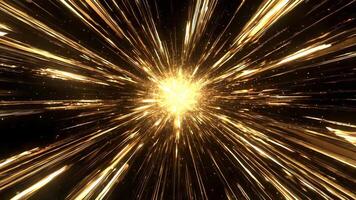 dourado luz listras irradiar a partir de uma central ponto dentro Sombrio espaço, criando uma sentido do Rapidez e energia video