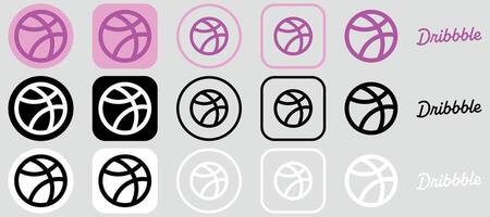 Dribbble Logo Mega Bundle Icon Set, App Premium Social Media Design for Digital Download vector