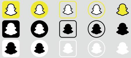 Snapchat Logo Mega Bundle Icon Set, Snapchat App, Editable SVG, Transparent Background, Premium Social Media Design for Digital Download vector