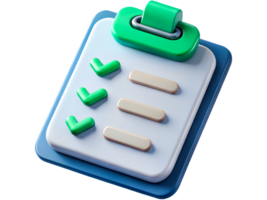 Colorful 3D Checklist Icon on Transparent Background with Checkmarks png