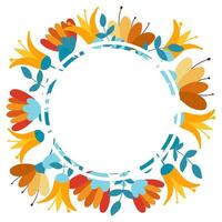 Invitations in a round frame with a flower for announcements about offers and discounts. Spring and summer floral arrangements in the botanical style. Modern design. vector