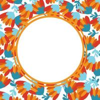 Invitations in a round frame with a flower for announcements about offers and discounts. Spring and summer floral arrangements in the botanical style. Modern design. Concise style. vector