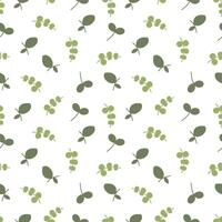 Seamless patterns with leaves, meadow and hand-drawn illustrations on a white background. Cute summer wallpaper. vector