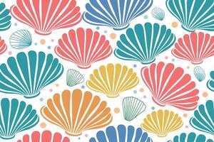 Seamless nature pattern background with colorful shells and shiny bubbles under the sea. vector
