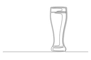 Continuous one line beer glass vector