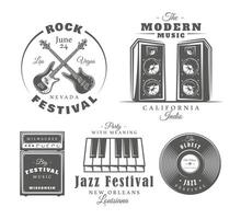 Musical labels templates set vector