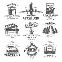 Set of vintage travel labels isolated on white background vector
